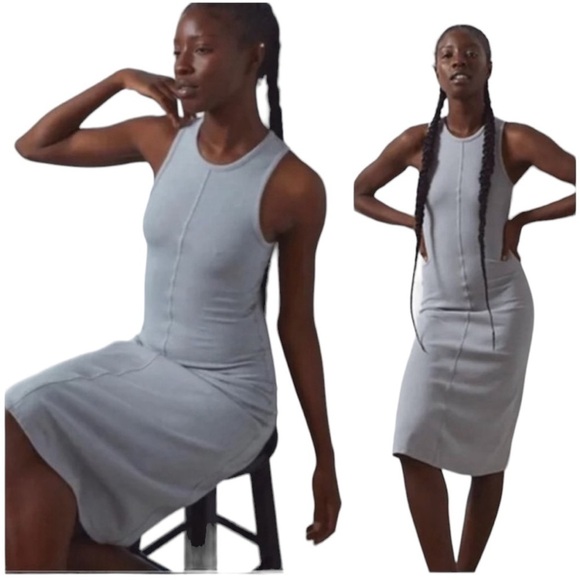 Lunya Restore Fitted Lounge Dress NWOT Size M Gray - Picture 2 of 11